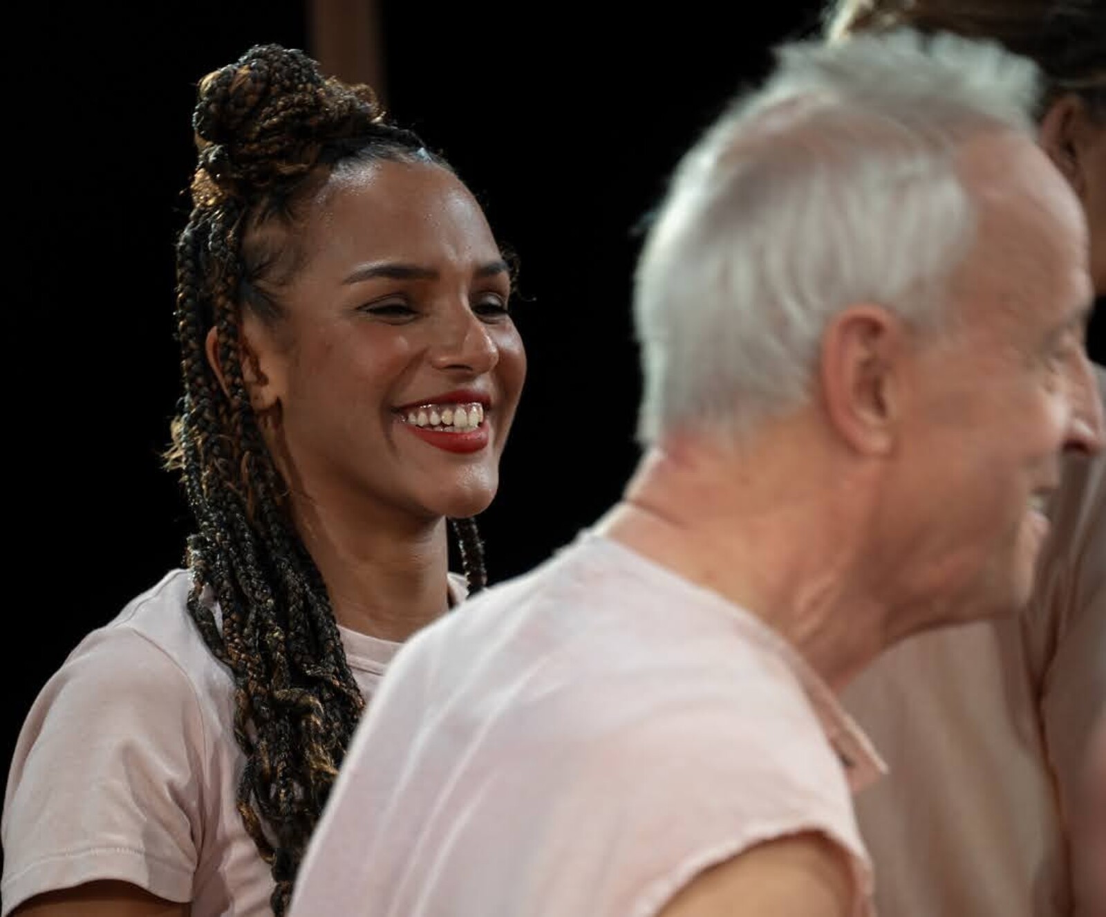 young woman and old man