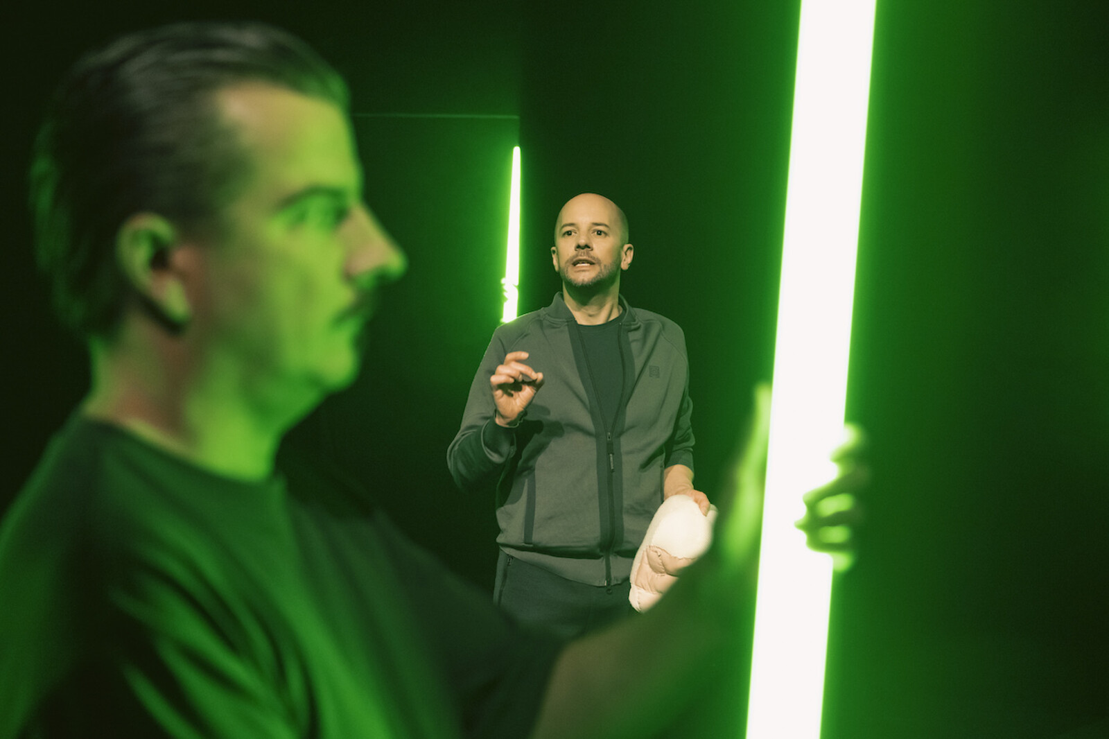 Actor playing with light